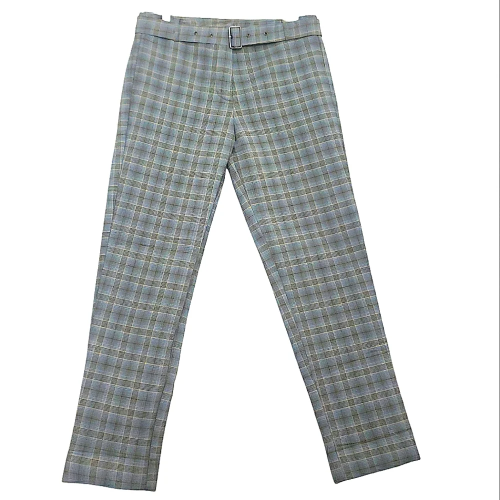 Glen Check Plaid Crop Pants Size M Blue/Black